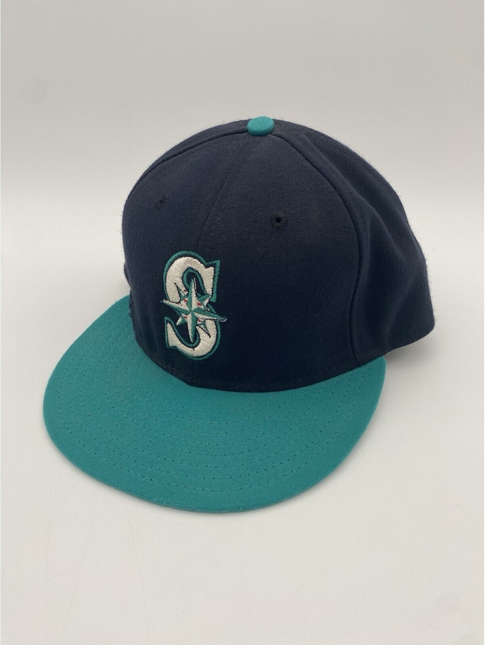 New Era 59Fifty Size 7 3/8 Navy & Teal MLB Seattle Mariners Fitted Hat